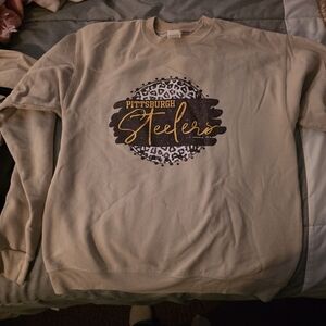 Hanes Beige Pittsburgh Steelers Crewneck Sweater